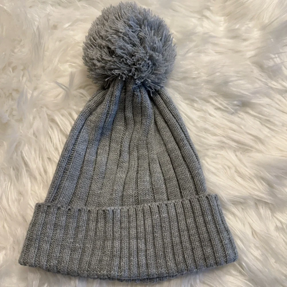 Michael Kors | Women’s Gray Pom Pom Winter Hat Folded Design